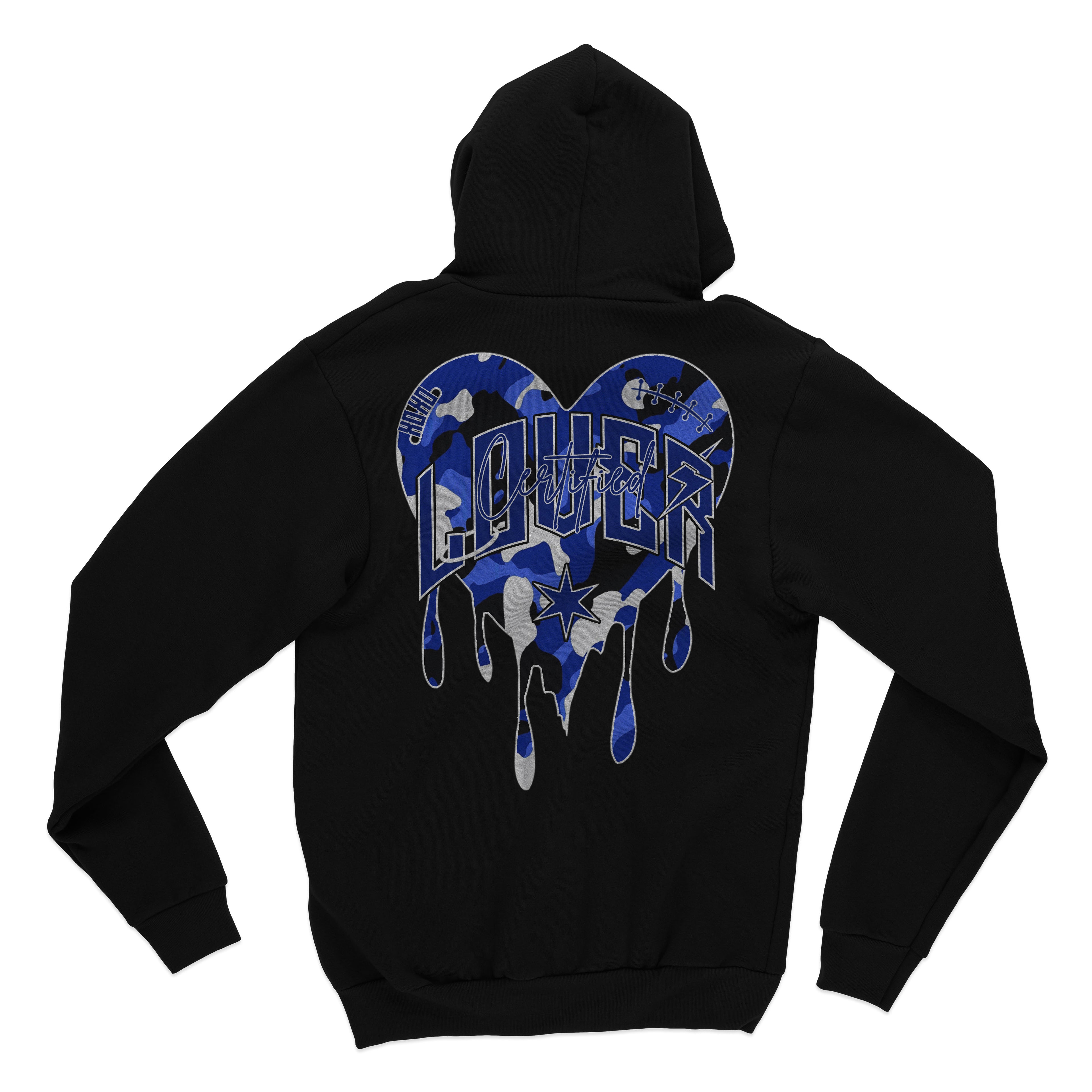 Camo Heart Hoodie (Black/Blue)