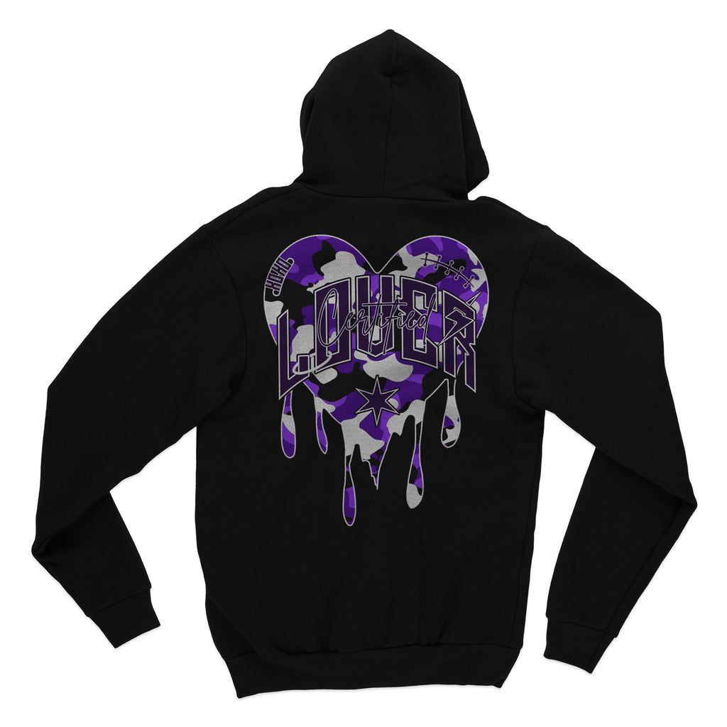 Camo Heart Hoodie (Black/Purple)