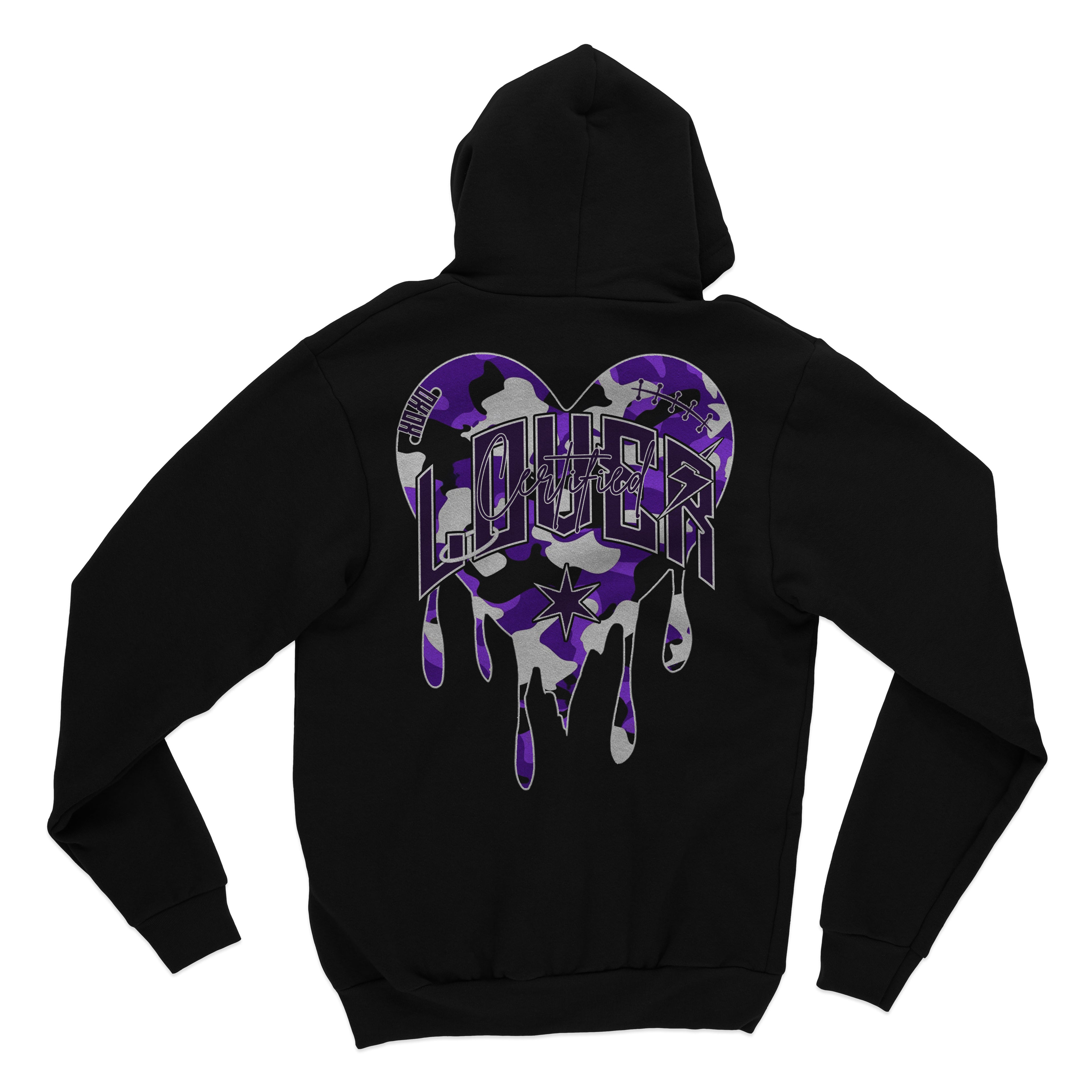 Camo Heart Hoodie (Black/Purple)