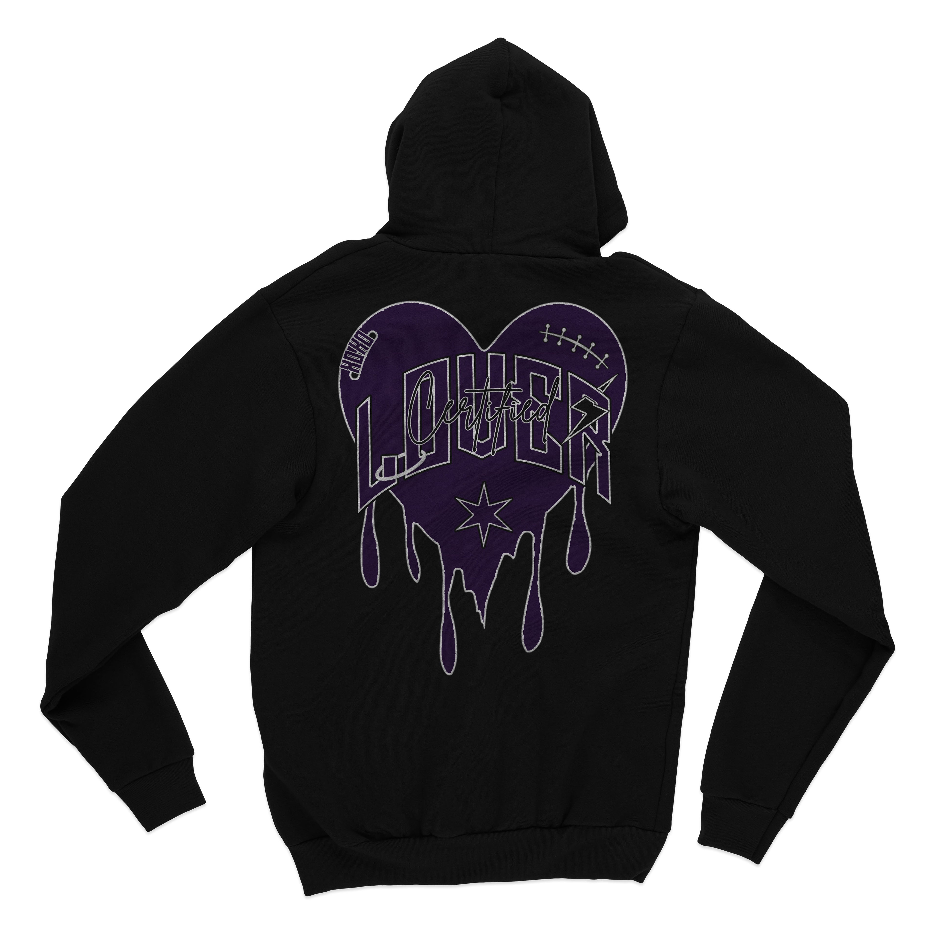 Solid Heart Hoodie (Black/Purple)