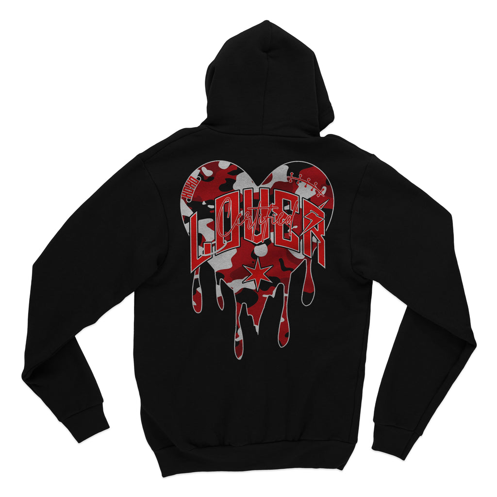 Camo Heart Hoodie (Black/Red)