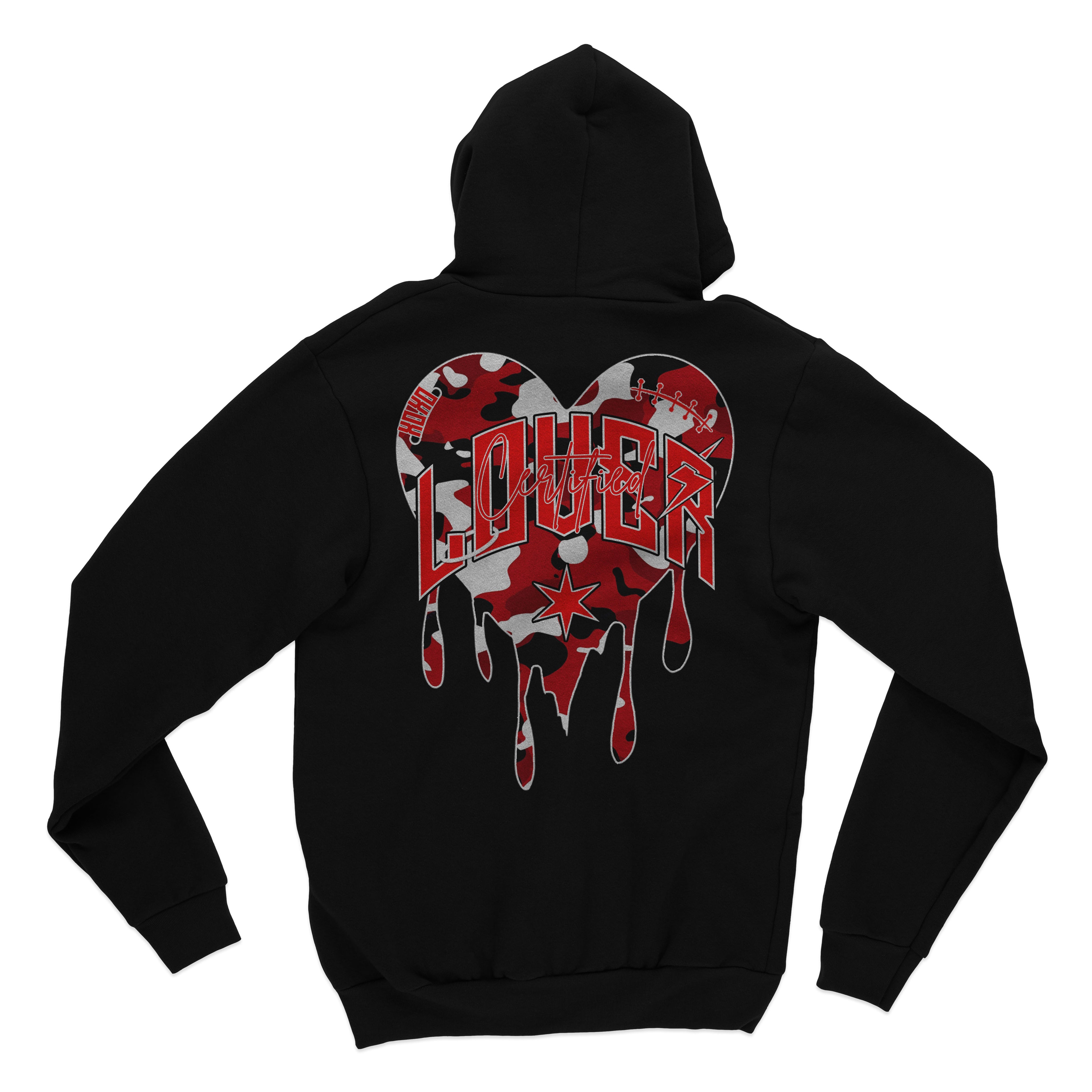 Camo Heart Hoodie (Black/Red)