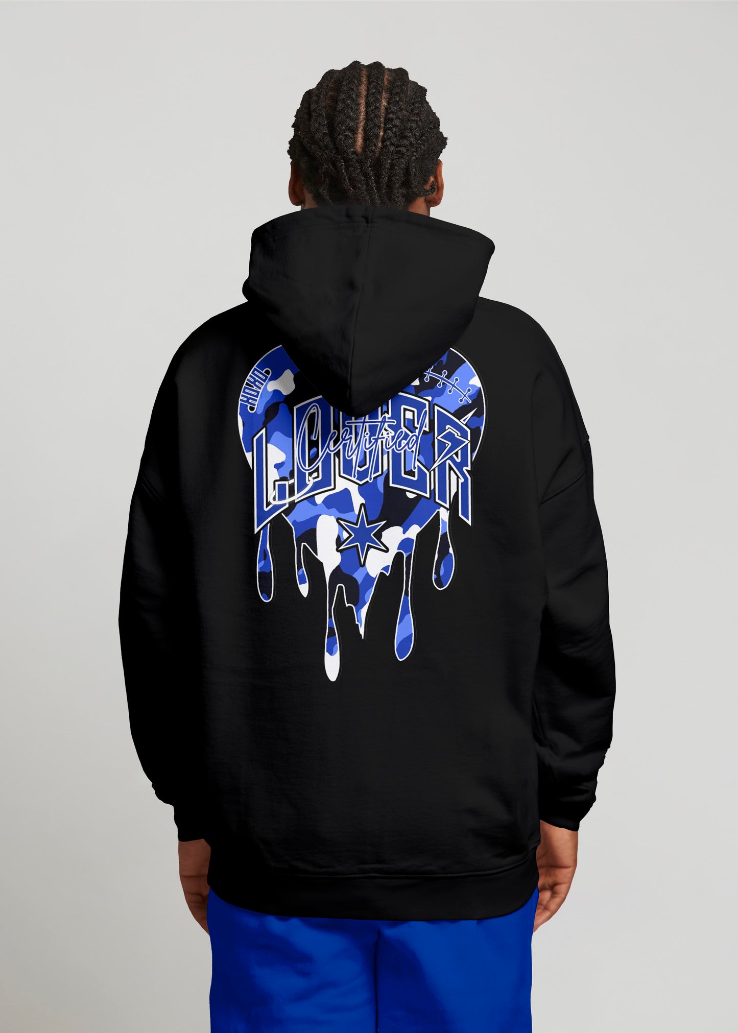 Camo Heart Hoodie (Black/Blue)