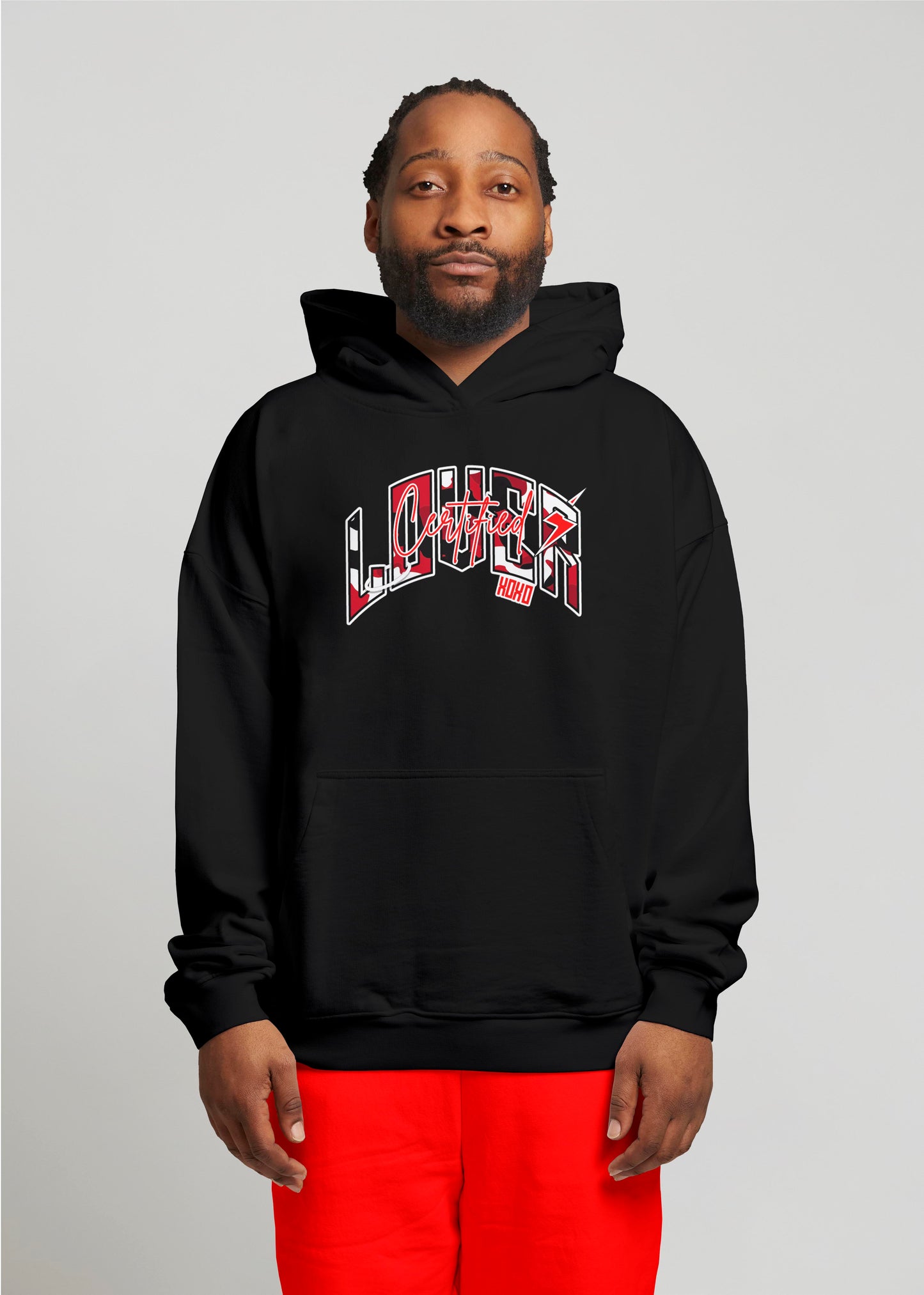 Camo Heart Hoodie (Black/Red)