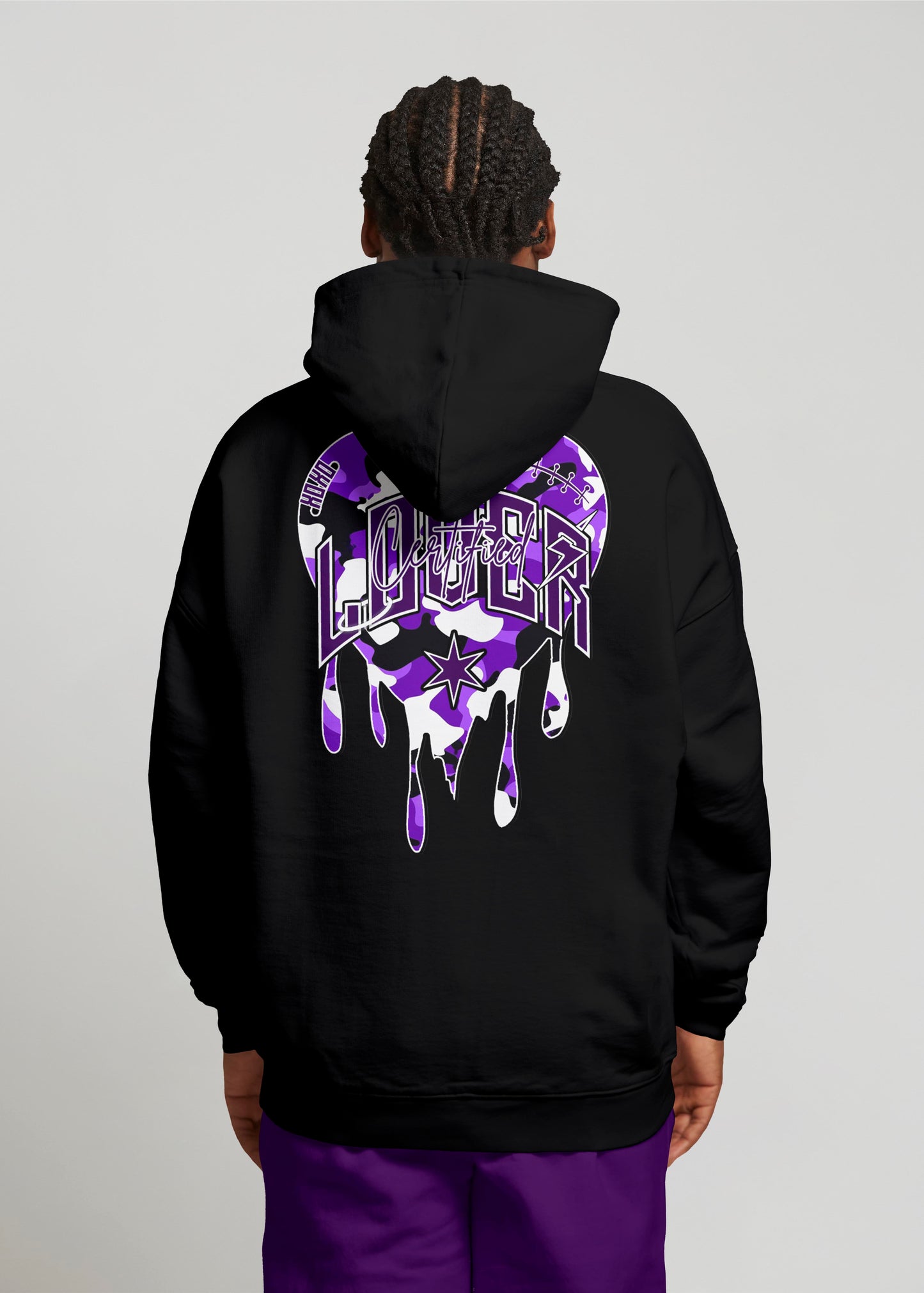 Camo Heart Hoodie (Black/Purple)