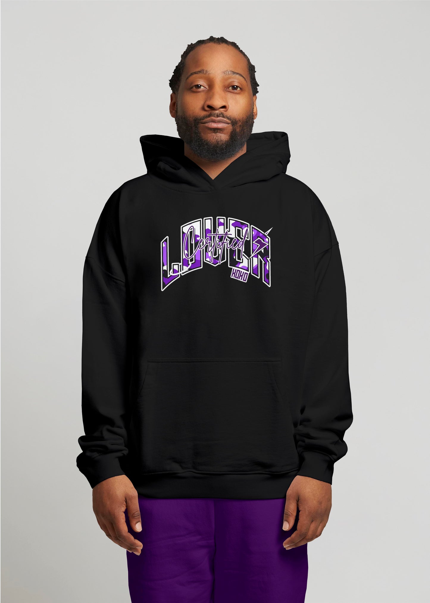 Camo Heart Hoodie (Black/Purple)